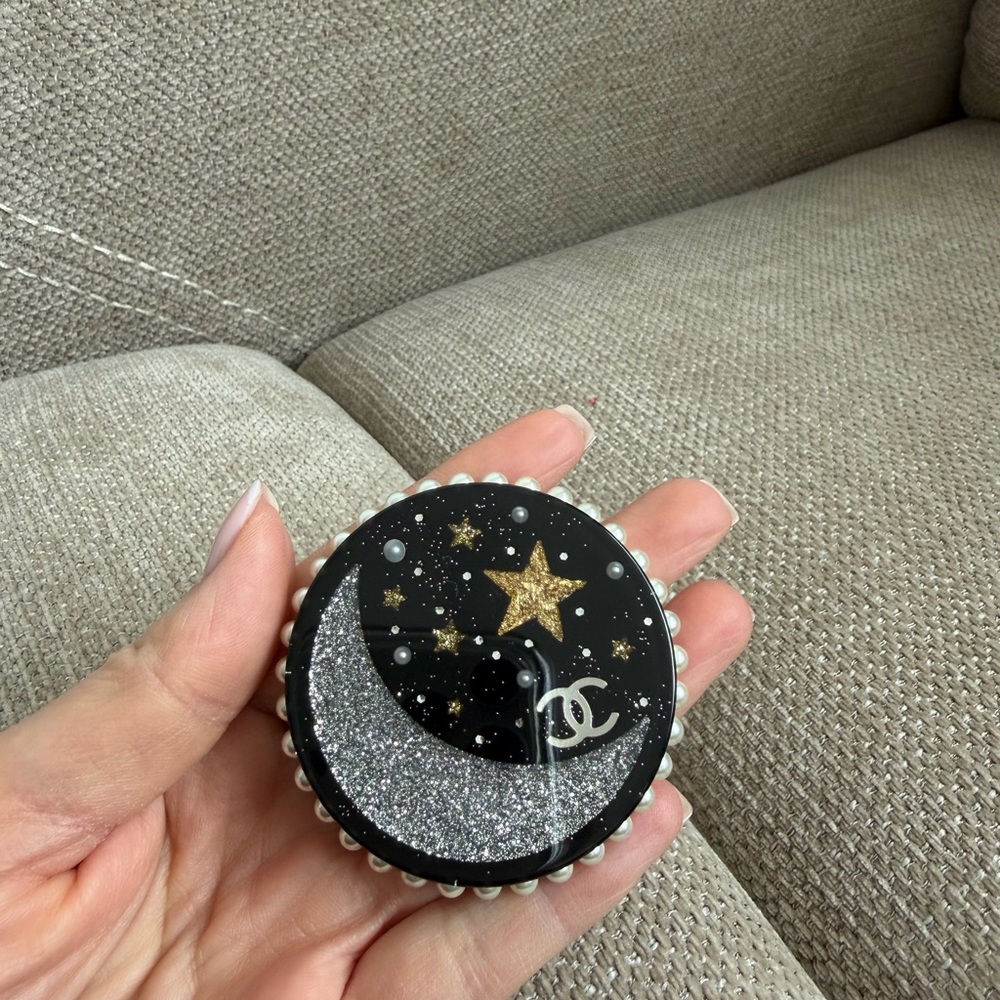 CHANEL Black, Silver & Gold Moon Star  brooch